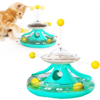 ลูกแมว Tumbler Track จานเสียงแมวรั่วอาหารอัตโนมัติแบ่งปันของเล่น Tease แมวเบสบอลสัตว์เลี้ยงอุปกรณ์สร้างความบันเทิงด้วยตนเอง