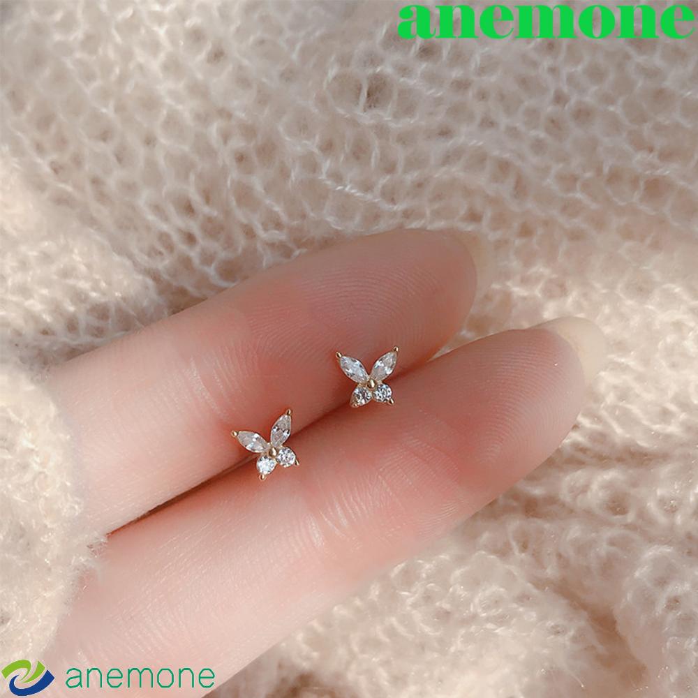 anemone-ต่างหูรูปผีเสื้อประดับเพชรสําหรับผู้หญิง