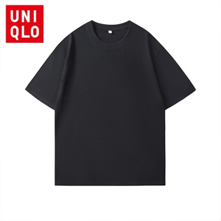 Uni-qlo เสื้อยืดลําลอง แขนสั้น ผ้าฝ้าย ระบายอากาศ ใส่สบาย สีพื้น สําหรับผู้ชาย