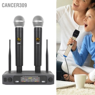 Cancer309 ระบบไมโครโฟนไร้สาย UHF Dual Handheld Wireless Microphone Set with LCD Display US Plug 100‑240V