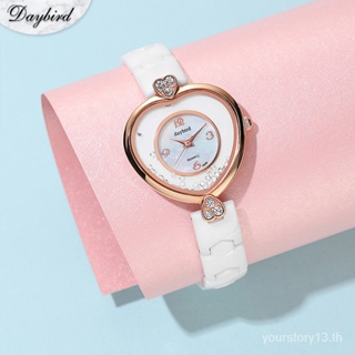 Daybird Watch (ของแท้ 100%+ บรรจุภัณฑ์กล่องของขวัญ ของแท้) 3958 3981 MIYOTA นาฬิกาข้อมือเซรามิค รูปมงกุฎ หัวใจ ประดับเพชร กันน้ํา แฟชั่นสําหรับผู้หญิง