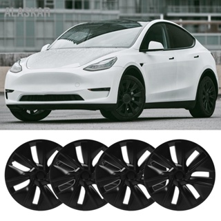 ALASKAR 4 ชิ้น 19 นิ้วฝาครอบดุมล้อสีดำด้านการออกแบบสปอร์ตสำหรับ Tesla รุ่น Y 2020-2022