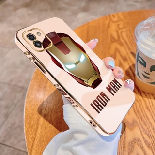 สําหรับ Samsung Galaxy A03 Core A03S A13 A23 A33 A53 A73 4G 5G เคสโทรศัพท์มือถือ แบบนิ่ม ลายการ์ตูนซุปเปอร์ฮีโร่ Iron Man ขอบสี่เหลี่ยม หรูหรา