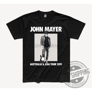 TOP CT เสื้อยืดสีพื้น Tee เสื้อยืดผ้าฝ้าย ลายน่ารัก John mayer Tour 2019 Australia Asia สำหรับผู้ชาย