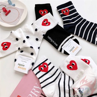 ❣️ถุงเท้า CDG Play Series 01 แฟชั่น 1 คู่❣️ถุงเท้าข้อสั้น สไตล์ฮิปฮอป สตรีทสเก็ตบอร์ด แฟชั่นสําหรับชาย และหญิง