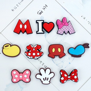 หมวกโดนัลด์ดั๊ก Jibitz Croc Pin Minnie Bow Jibbits Charm ดิสนีย์มิกกี้เมาส์น่ารัก Jibits Crocks สําหรับผู้หญิง เครื่องประดับตกแต่งรองเท้า