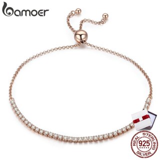 Bamoer สร้อยข้อมือสุภาพสตรี Rose Gold สร้อยข้อมือเงินแท้ 925 เครื่องประดับเงินสเตอร์ลิง