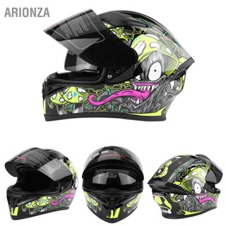  ARIONZA Universal ผู้ใหญ่เต็มหน้ารถจักรยานยนต์จักรยานความปลอดภัยหมวกกันน็อคครึ่งเลนส์คู่ป้องกันหมอก