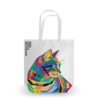 Bundanjai (กระเป๋ากระสอบสาน) CPA-กระเป๋ากระสอบสาน : Cat Pop Art PP Woven Tote bag/WH-43Wx45Hx15S cm.