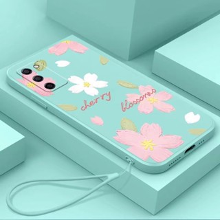 เคสโทรศัพท์มือถือ ซิลิโคนนิ่ม TPU ลายดอกไม้น่ารัก พร้อมสายคล้อง สําหรับ Samsung note8 note9 note10 note10plus note20 note20Ultra note10lite