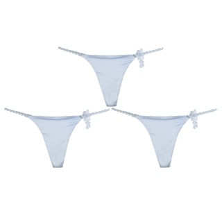 Annebra กางเกงใน **ยกแพ็ค ถูกกว่า**แพ็ค 3 ตัว ทรงจีสตริง ผ้าลูกไม้ G-String Panty Pack รุ่น AU3-780 สีฟ้าอ่อน, สีม่วงเทา