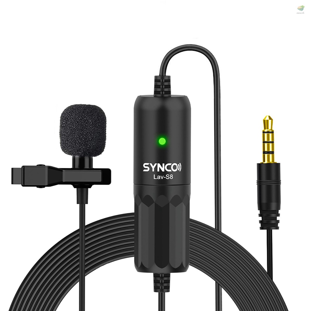 synco-lav-s8-ไมโครโฟน-lavalier-แบบคลิปหนีบ-ลดเสียงรบกวน-8-เมตร-26-2-ฟุต-สําหรับกล้อง-dslr-สมาร์ทโฟน-พีซี-บันทึกวิดีโอ-vlo
