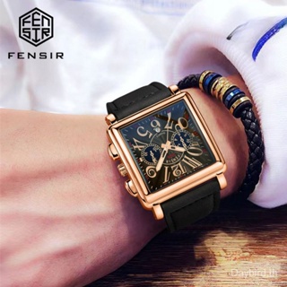 Fensir Brand Watch 2028 นาฬิกาข้อมือควอตซ์แฟชั่น สายหนังวัวแท้ หน้าปัดสี่เหลี่ยม ขนาดใหญ่ มีปฏิทิน สร้างสรรค์ สําหรับบุรุษ