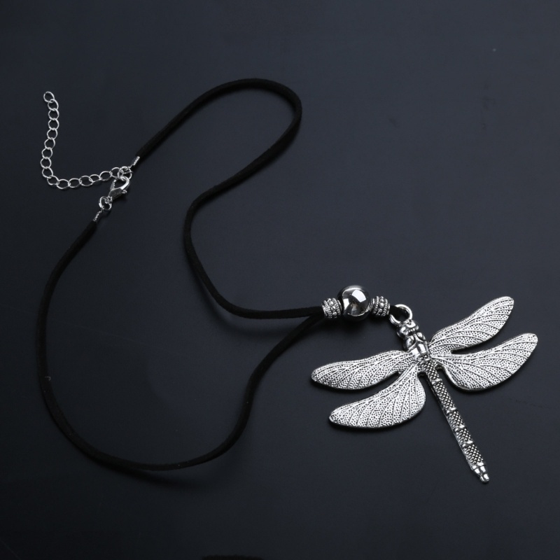 flgo-สร้อยคอโชคเกอร์-จี้แมลงปอ-สีดํา-สไตล์วินเทจ