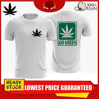 2023Premium Cotton WEED X Go Green Tshirt 100% Cotton Baju Lelaki&amp;Perempuan Unisex Round neck Short Sleeve