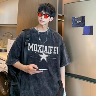 พร้อมส่ง🔥เสื้อยืด🍀M-5XL เสื้อยืดแขนสั้น พิมพ์ลายตัวอักษร สีดํา โอเวอร์ไซซ์ พลัสไซซ์ สไตล์อเมริกัน เหมาะกับฤดูร้อน สําหรับผู้ชาย และผู้หญิง