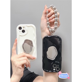เคสโทรศัพท์มือถือ ซิลิโคนนิ่ม พร้อมสายคล้อง ประดับลูกปัดเงิน สําหรับ Xiaomi Redmi Note 12 Pro Plus 5G 12 Turbo 11s 10s 11 10 9 Pro Max 4G Pro+ Poco F5