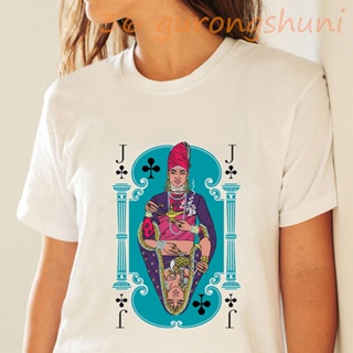 Playing Cards J Print T Shirt Women Aesthetics Thin Section Poker Club J Tshirt Art Vintage White Short Sleeve Female To