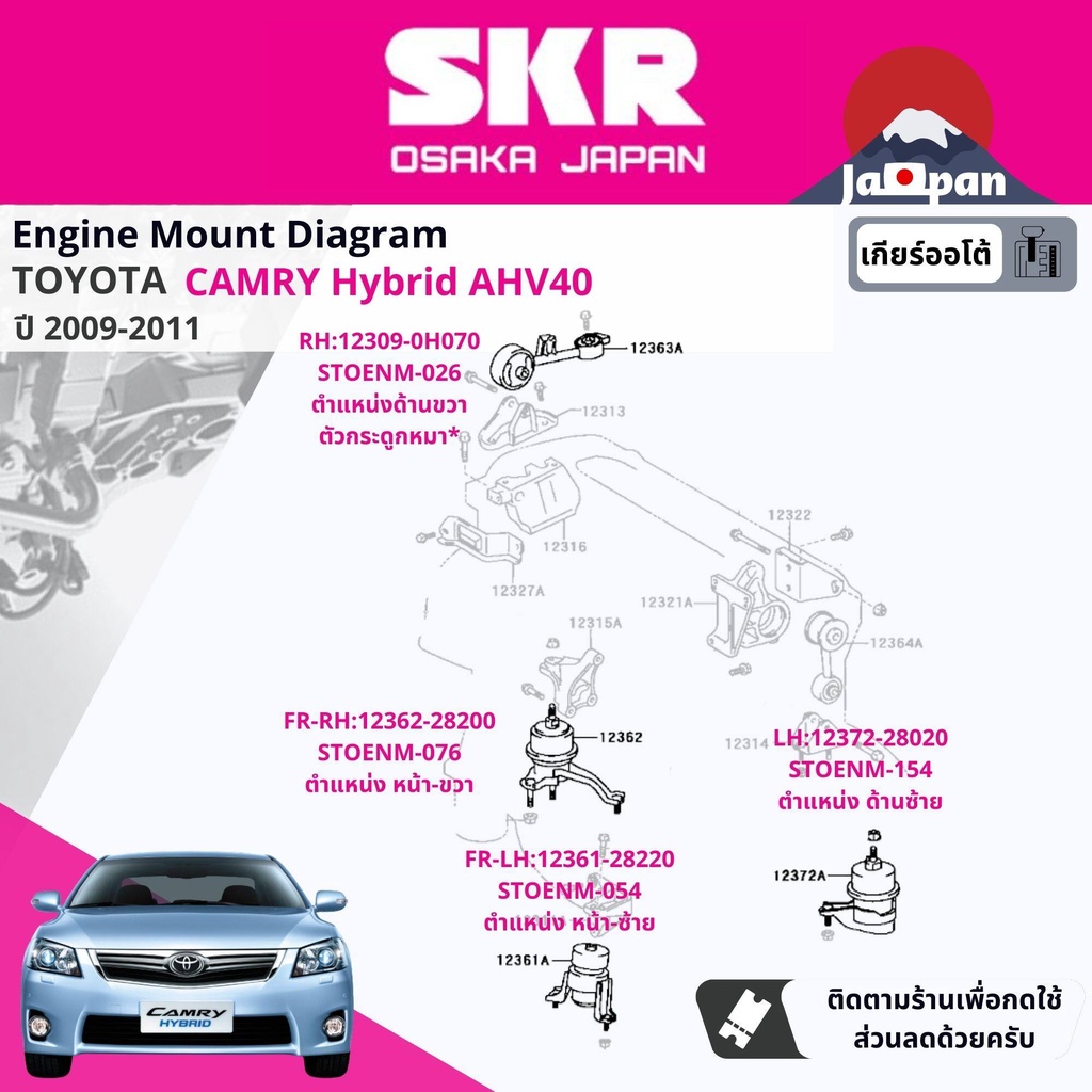 skr-japan-ยาง-แท่นเครื่อง-แท่นเกียร์-สำหรับ-toyota-camry-ahv40-2-4-hybrid-at-ปี-2006-2011-to026-to076-to054-to154