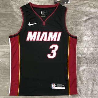 ขายดี พร้อมส่ง ฮีทคอมเพรสเซอร์ NBA สําหรับเล่นกีฬาบาสเก็ตบอล Miami Heat #3 เสื้อกีฬาแขนสั้น ลายทีมชาติสวิงแมน Dwyane Wade สไตล์เรโทร สีดํา 414406