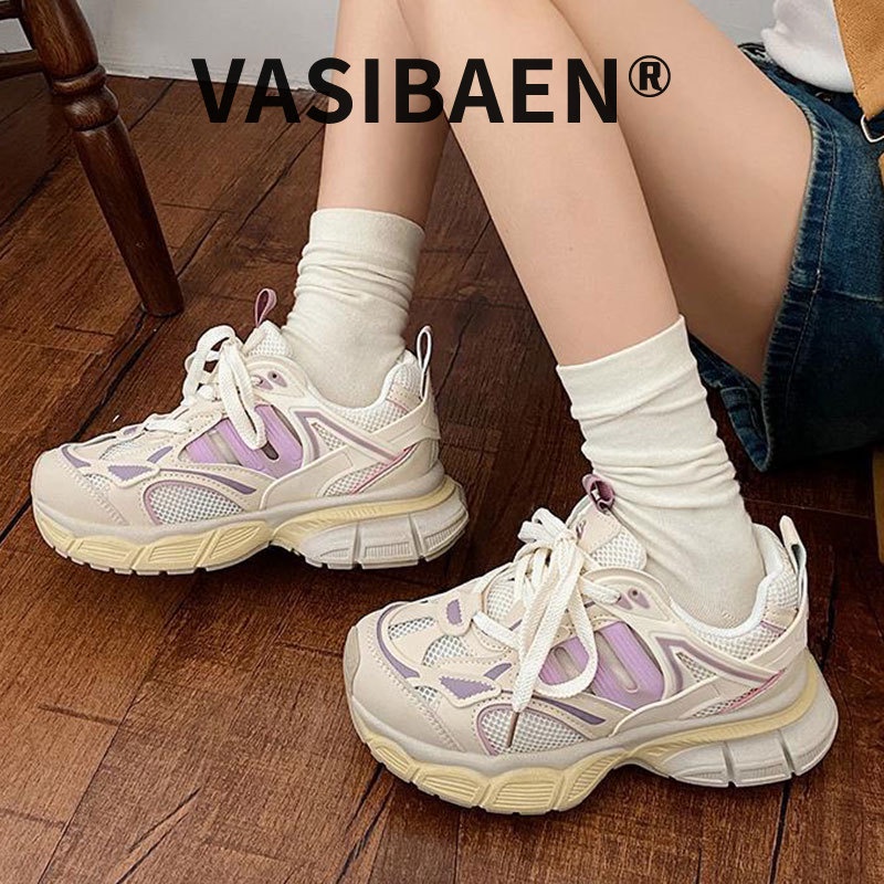 vasibaen-รองเท้าผ้าใบผู้หญิงมินิรองเท้าวิ่งสีม่วงบางและระบายอากาศสไตล์ระเบิดใหม่