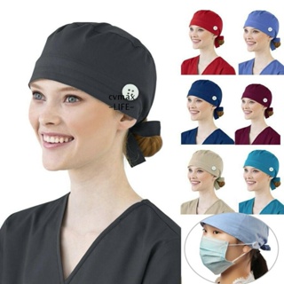 Cvmax หมวกพยาบาล ผ้าฝ้าย ยืดหยุ่น หัวกลม ปรับได้ หลากสี สําหรับหมอ ผ่าตัด