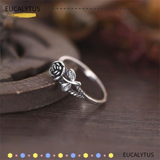 euca retro แหวนหมั้นแต่งงานผู้หญิงวินเทจ rose