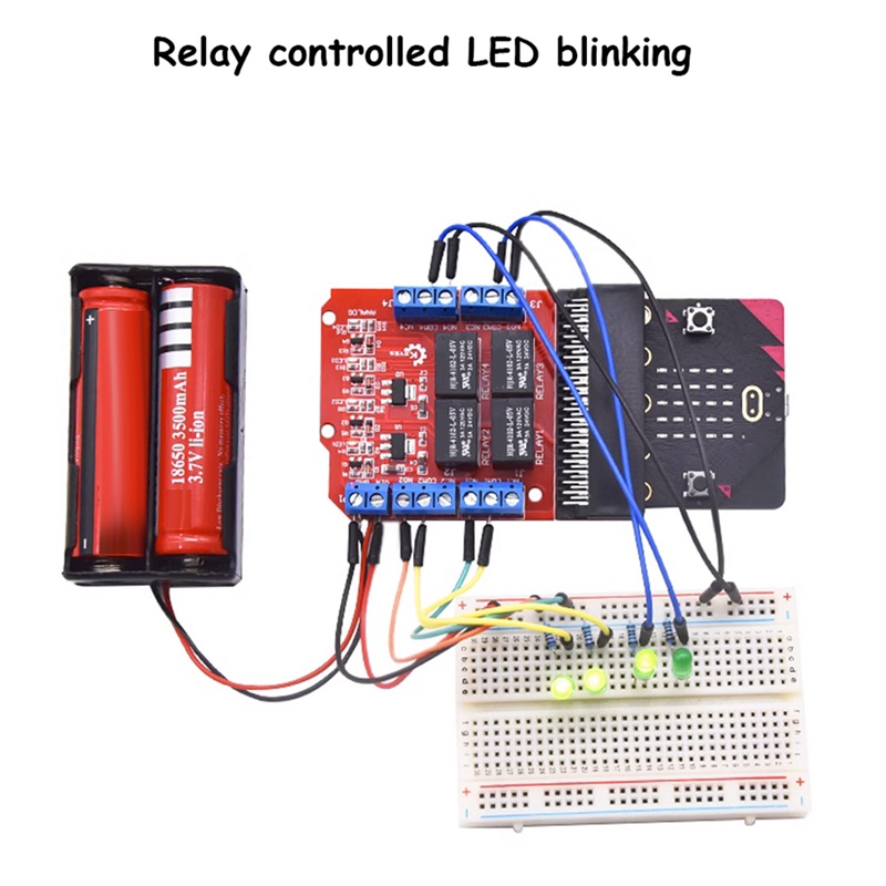 microbit-โมดูลรีเลย์-4-ช่อง-5v-การเขียนโปรแกรมทริกเกอร์สูง-การเรียนการสอนเด็ก-บอร์ดขยาย-microbit-diy-ชิ้นส่วนการเรียนรู้การเขียนโปรแกรม