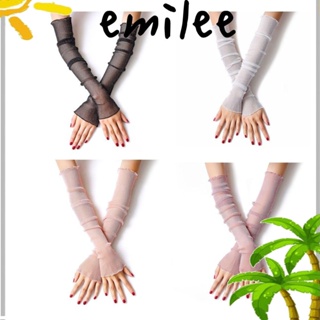 Emilee ถุงมือตาข่ายลูกไม้ สีดํา สีขาว สีชมพู สีม่วง สําหรับผู้หญิง 4 คู่