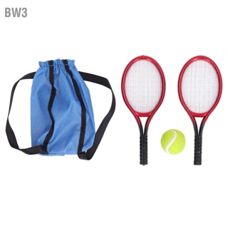 BW3 4pcs 1:12 Miniature Tennis Racket Ball Set อุปกรณ์ตกแต่งบ้านตุ๊กตาพร้อมกระเป๋าเก็บของ