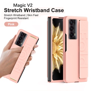 เคสซิลิโคน พร้อมสายคล้องข้อมือ หรูหรา พับได้ ป้องกันรอยขีดข่วน สําหรับ Honor Magic V2