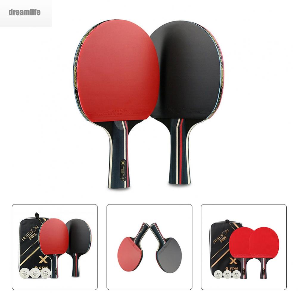 dreamlife-table-tennis-bat-indoor-games-long-handle-paddles-portable-with-bag-black-red