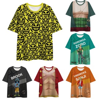  เสื้อยืดลําลอง ลายการ์ตูนอนิเมะ One Piece Luffy Zoro 3D แฟชั่นฤดูร้อน สําหรับผู้ชาย และผู้หญิง