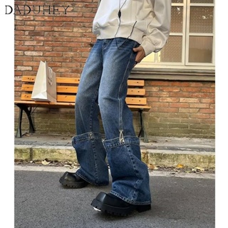 DaDuHey🔥 Mens Hong Kong Style Autumn Workwear Zipper Jeans Fashion Straight Loose Jeans