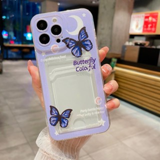 เคสโทรศัพท์ซิลิโคน ลายผีเสื้อ พร้อมช่องใส่บัตร สําหรับ Realme C53 C55 C35 C30s C15 11 10T 5 5s 5i 6i 2 Pro Plus 5G