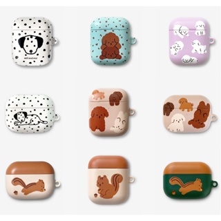 Mill and Moi - puppy pattern case compatible for airpods 1 2 3 pro keyring option purple bichon white