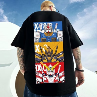 Men T Shirt Oversize Summer Street Trend ins Anime Gundam Print Short Sleeve Tshirt men Plus Size Loose T-shirts Ov_01