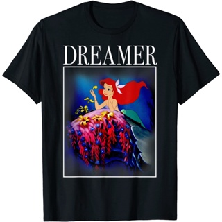 เสื้อยืดแขนสั้นเสื้อยืดผ้าฝ้ายพรีเมี่ยม เสื้อยืด พิมพ์ลาย Disney The Little Mermaid Ariel Dreamer สําหรับผู้ชายS-5XL
