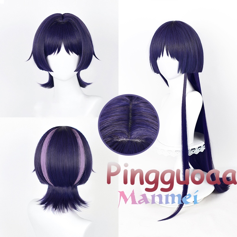 Manmei Genshin Impact Scaramouche Cosplay Wig Blue Purple Black Wigs ...