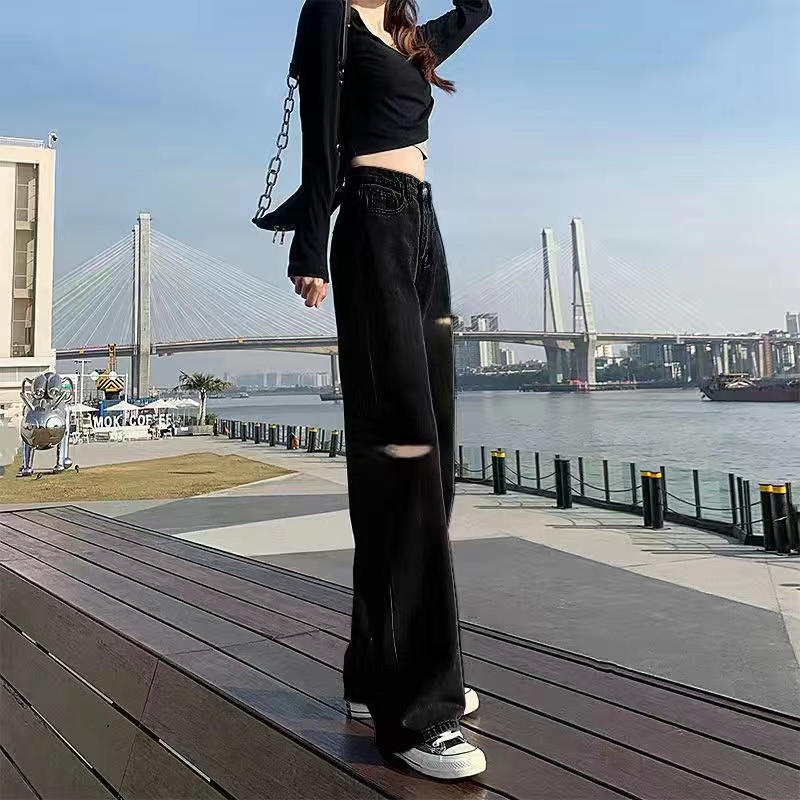 ภาพสินค้ามีไซส์ S-2XL กางเกงยีนส์ เอวสูง ขาบานแบบขาดๆ สไตล์เกาหลี กางเกงยีนส์ขายาว สวยๆเก๋ๆ 522 จากร้าน yuan168138 บน Shopee ภาพที่ 2