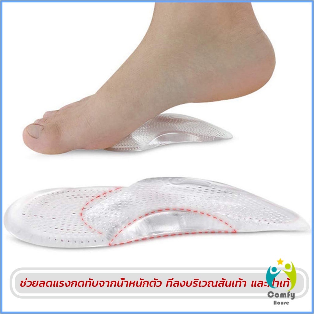 comfy-ซิลิโคนเจลใส-สําหรับใส่รองเท้า-1คู่-นวดฝ่าเท้าของคุณ-ลดการปวดเมื่อย-shoes-insole