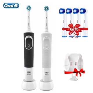 Oral B D100 แปรงสีฟันไฟฟ้า หมุนได้ 2D ตั้งเวลาได้ 2 นาที กันน้ํา พร้อมที่จับ และหัวเปลี่ยน สําหรับผู้ใหญ่