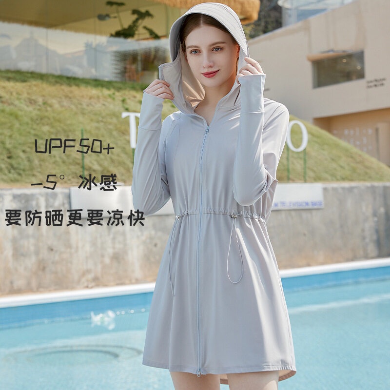 f006-upf50-เสื้อคลุมกันแดดทรงยาว-มีฮู้ด-ผ้านุ่มนิ่มเย็น-เสื้อคลุมออกกำลังกาย-ป้องกันแสง-uv-ผ้าเย็น
