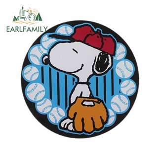 Earlfamily สติกเกอร์ ลายกราฟฟิค Snoopy ป้องกันรอยขีดข่วน ขนาด 13 ซม. x 12.9 ซม. แบบสร้างสรรค์ สําหรับติดตกแต่งเครื่องปรับอากาศรถยนต์