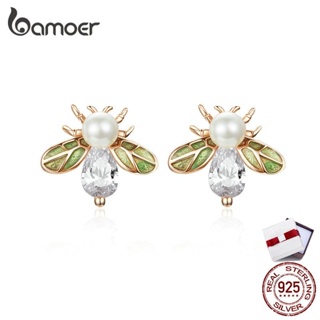 Bamoer Queen Bee ต่างหูสตั๊ด เงินสเตอร์ลิง 925 ประดับมุก สําหรับผู้หญิง SCE643