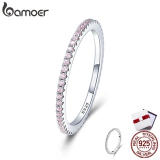 BAMOER แหวนแฟชั่น สีเงิน ประดับคริสตัล สำหรับสตรี SCR066