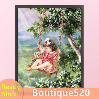 [boutique520.th] ชุดปักครอสสติตช์ ผ้าฝ้าย 11CT พิมพ์ลายเด็กผู้หญิง เป็นมิตรกับสิ่งแวดล้อม