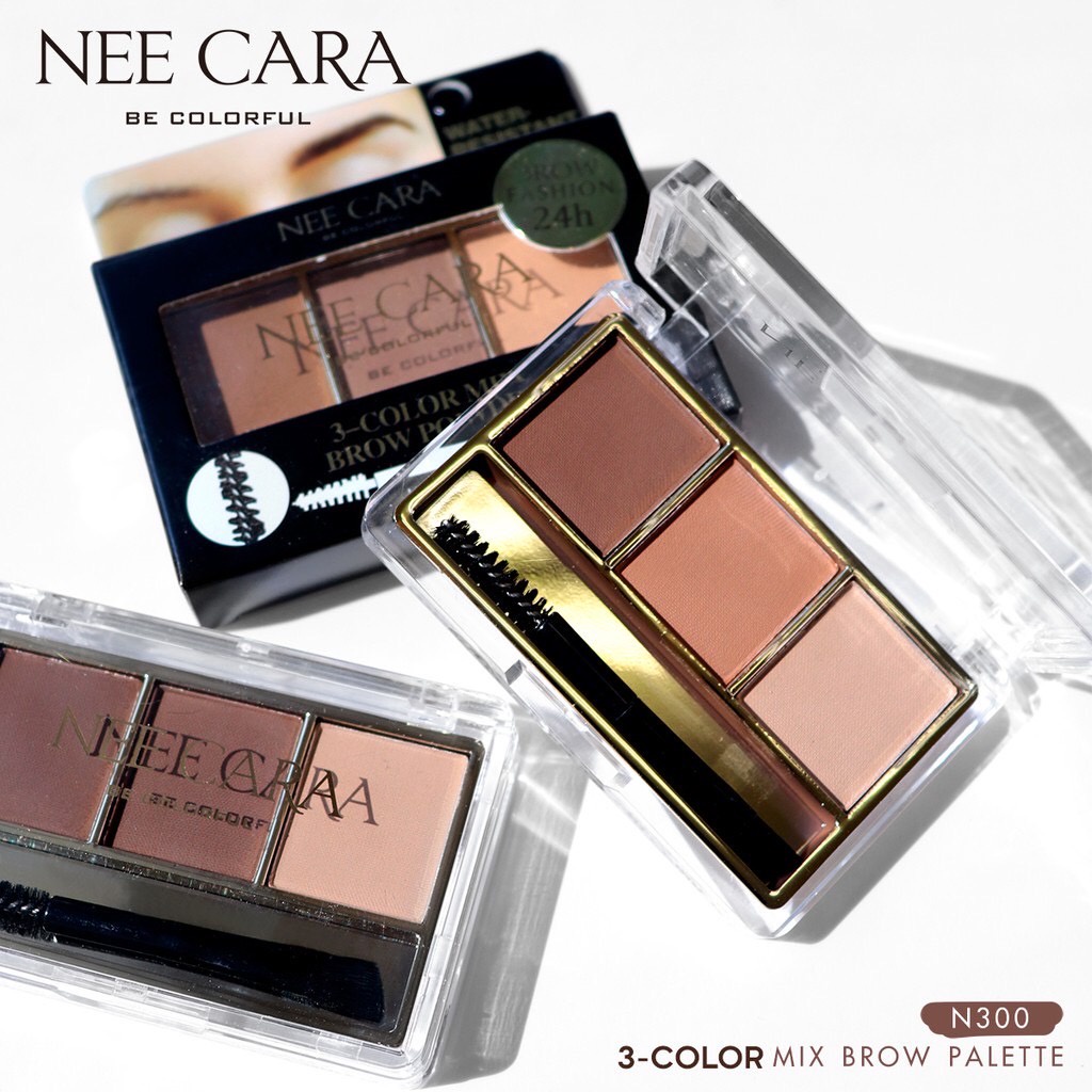 นีคาร่า-ที่เขียนคิ้ว-แบบฝุ่น-nee-cara-3-color-mix-brow-powder-palette