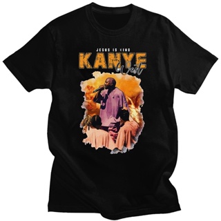 แฟชั่นใหม่ล่าสุด เสื้อยืดลําลอง ผ้าฝ้าย แขนสั้น คอกลม พิมพ์ลาย Kanye West ใส่สบาย โอเวอร์ไซซ์ สไตล์สตรีท สําหรับผู้ชาย ผ