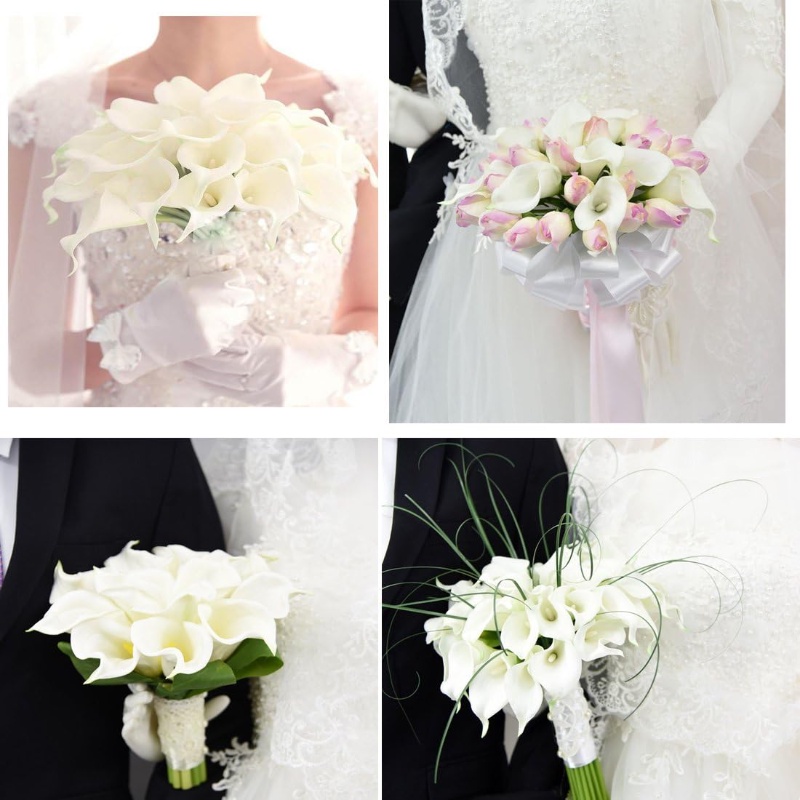 ช่อดอกลิลลี่ปลอม-ยางพารา-สีขาว-สําหรับตกแต่งบ้าน-งานแต่งงาน-ปาร์ตี้-10-ชิ้น